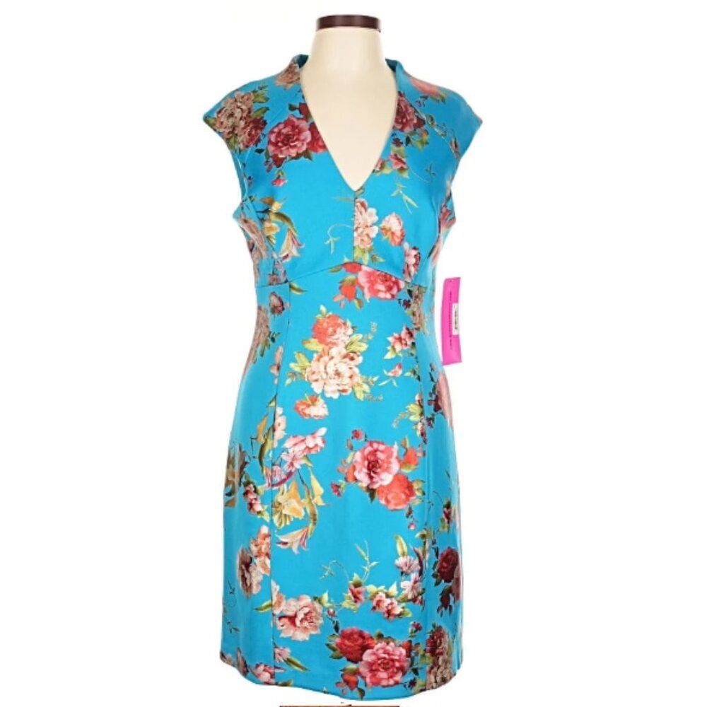 Betsey Johnson Midi Floral Print Dress in Teal